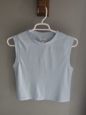 Lou & Grey Light Blue Cotton Sleeveless Cropped Tank